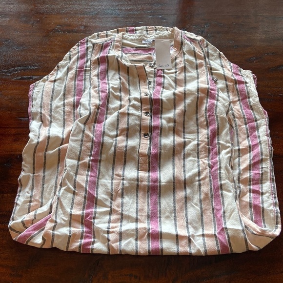 Women’s Splendid NWT Sleeveless Cream Dress w/ Pink/black/peach Stripes Size M - Picture 1 of 4